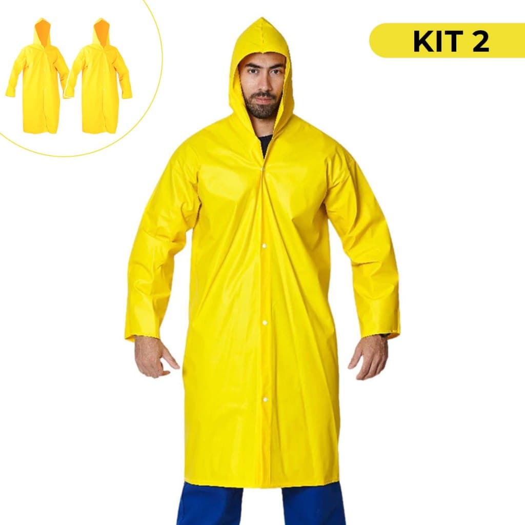 Kit 2 Capa De Chuva Impermeável Pvc Forrado Com Capuz Epi Obra