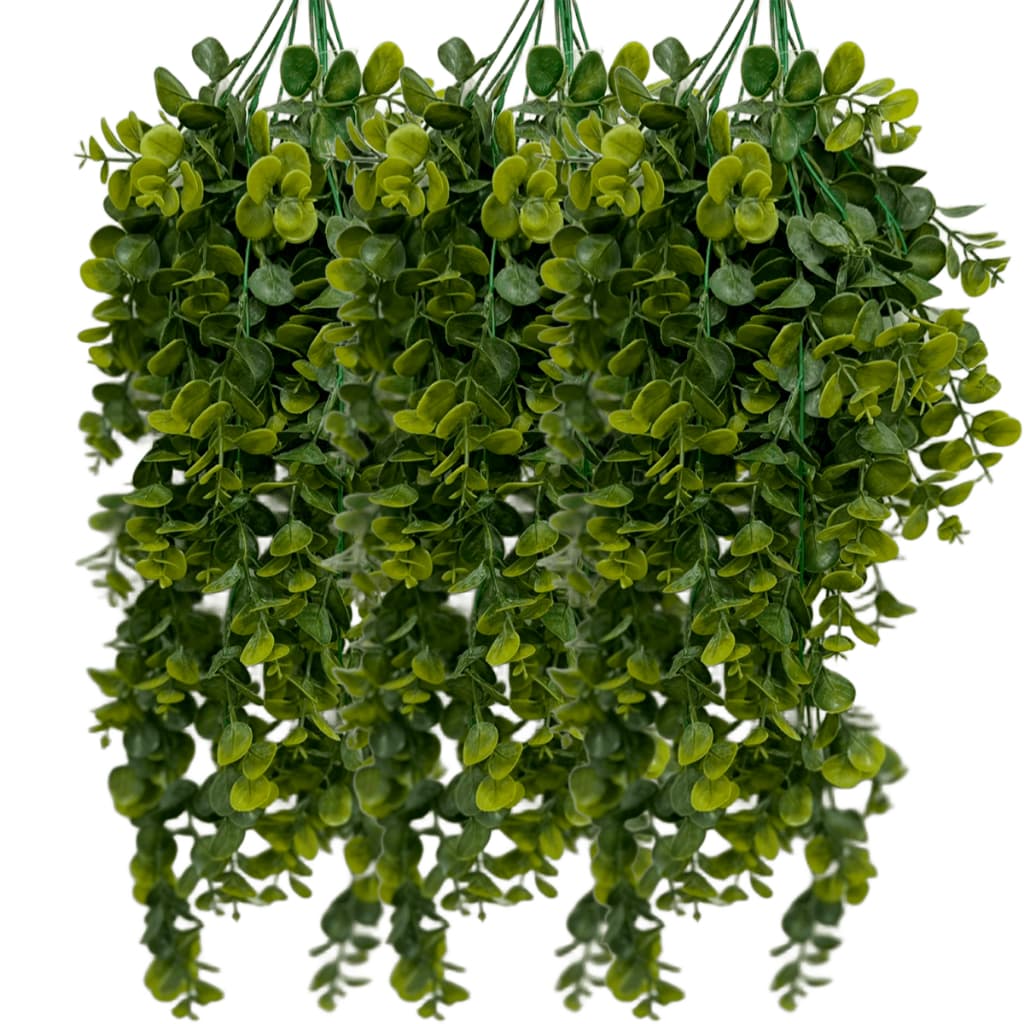 3 Pendentes Eucalipto Jardim Vertical Folhagem Toque Realista