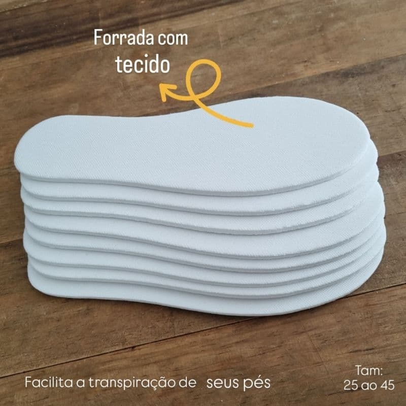 Kit PALMILHA BRANCA 6 mm 25 ao 45 P/TÊNIS FEMININO E MASC, SAPATO,BOTA,CHUTEIRA,PALMILHA CONFORTAVEL