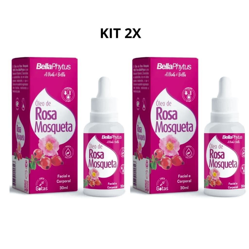 Óleo De Rosa Mosqueta 2x 30ml Cada Conta Gotas Bellaphytus