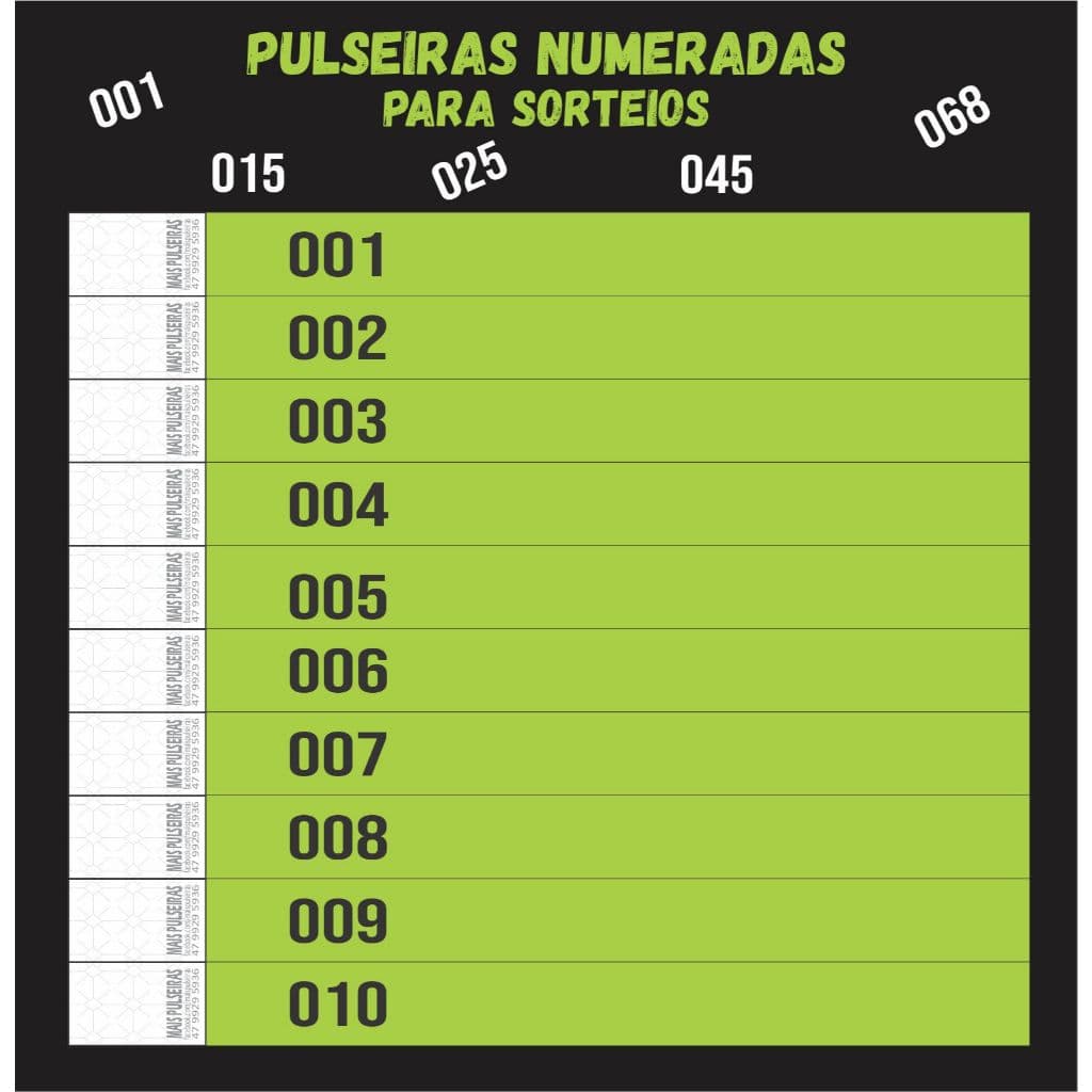 200 Pulseiras De Identificação Já Personalizadas Numeradas Piscinas Parques