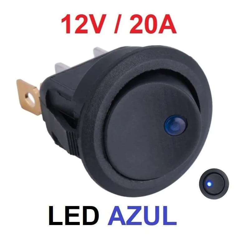 Chave, Botão, Interruptor, Liga Desliga , Redondo ,On Off,+ Terminal Fêmea, Led, Gangorra