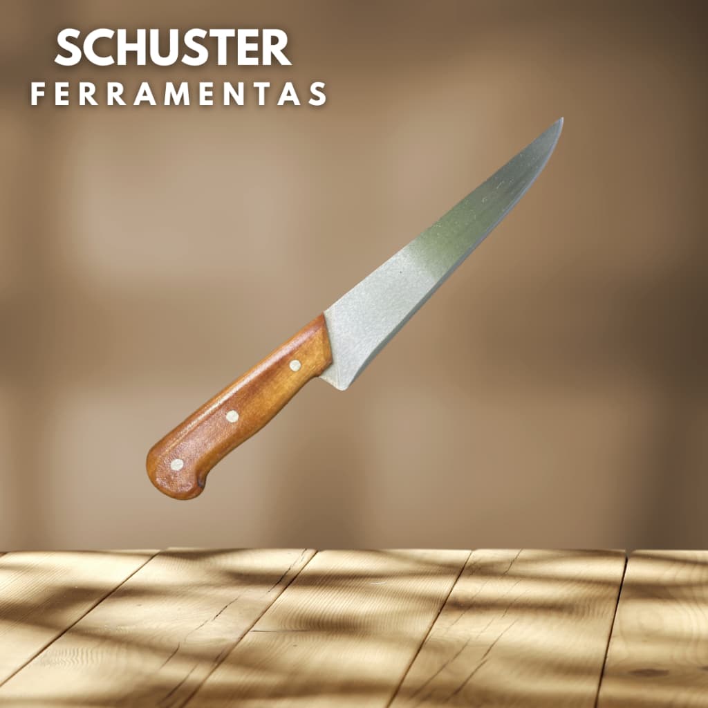 Faca Artesanal/ Profissional Picanheira para Churrasco 11,4'' pol cabo de madeira lâmina aço carbono