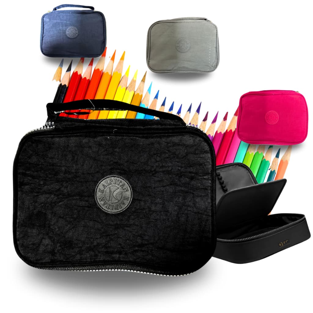 Estojo 72 Pens Escolar Box Nylon Com Alça Feminino/Masculino Organizador Com Divisórias Zíper