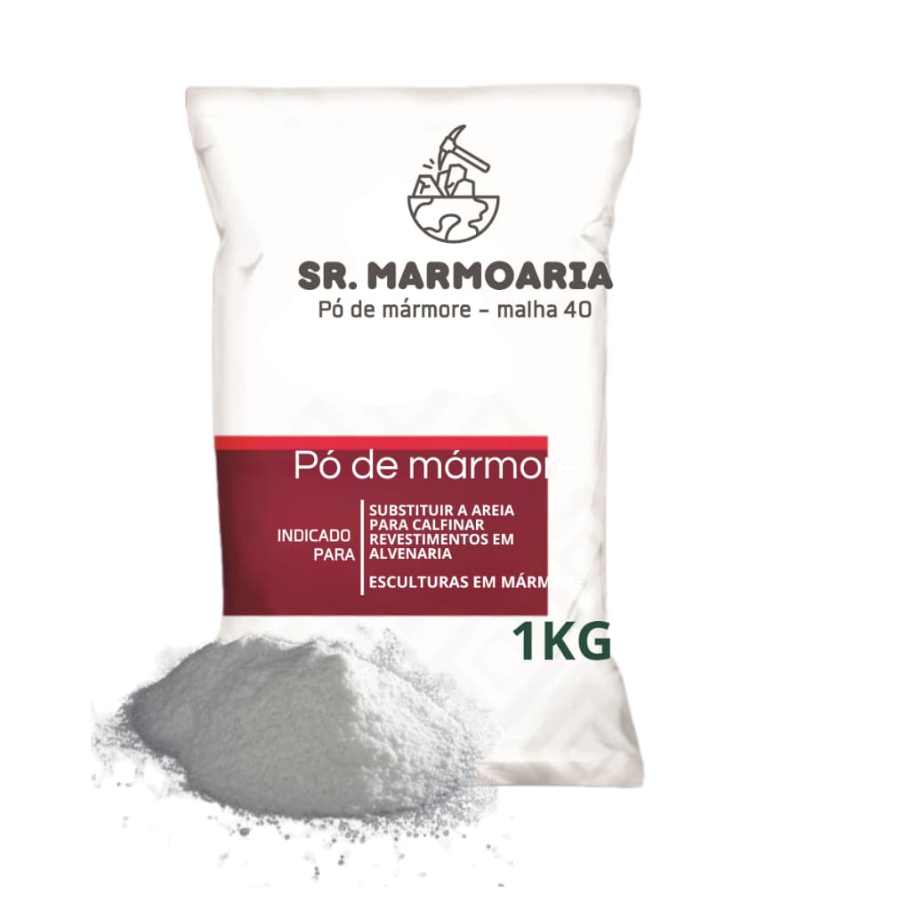 pó de Mármore branco puro 1kg calfino substituto argamassa reboco