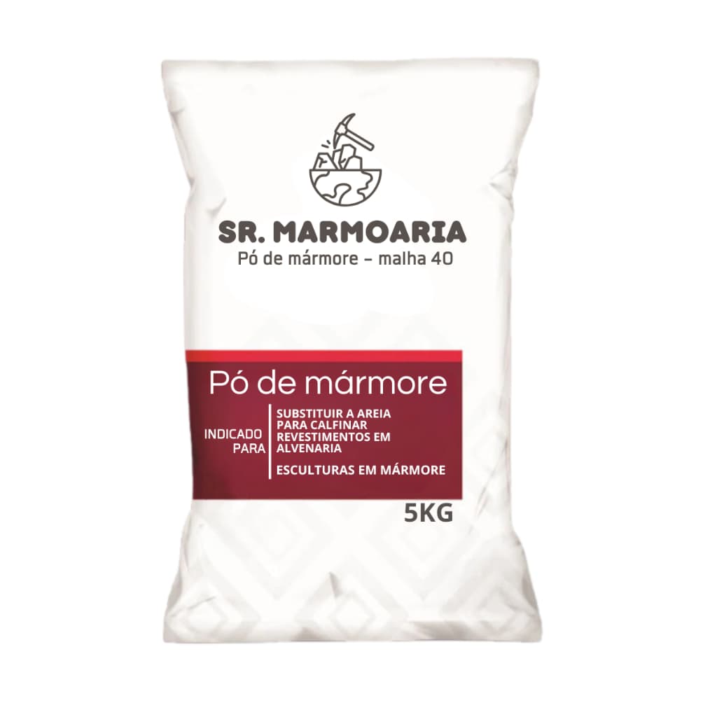 Pó de Mármore branco puro 5kg calfino substituto argamassa reboco 5kg
