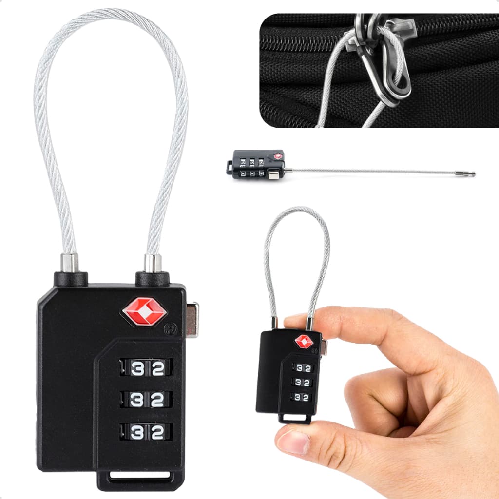 Cadeado Mala Viagem Tsa Cabo De Aço Flexível Pequeno Segredo Combinação Malas Mochilas Aeroporto