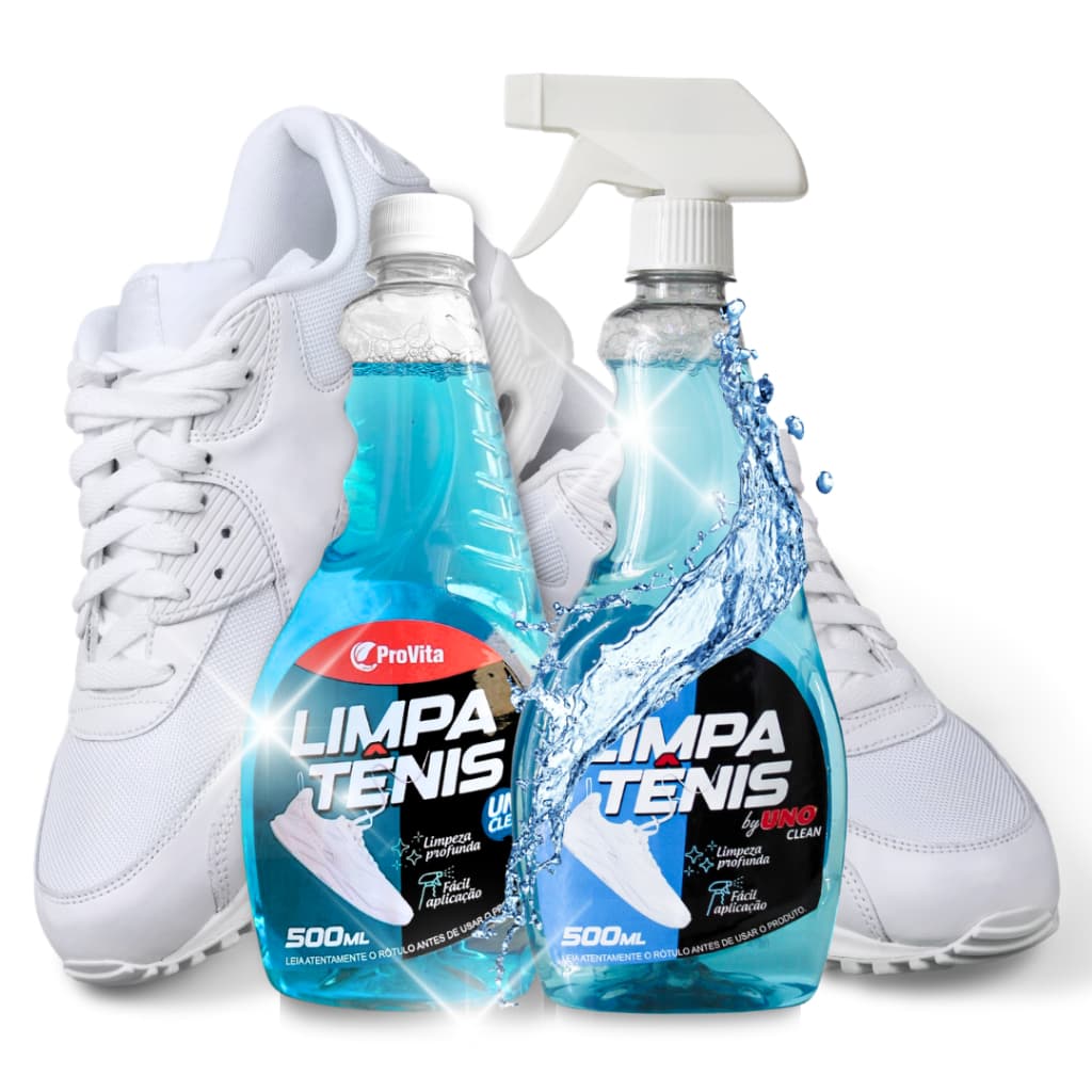 Kit 2 Limpa Tênis 500ml Limpeza Profunda Imediata Tira Manchas Limpador Sapatos tenis perfume Branco