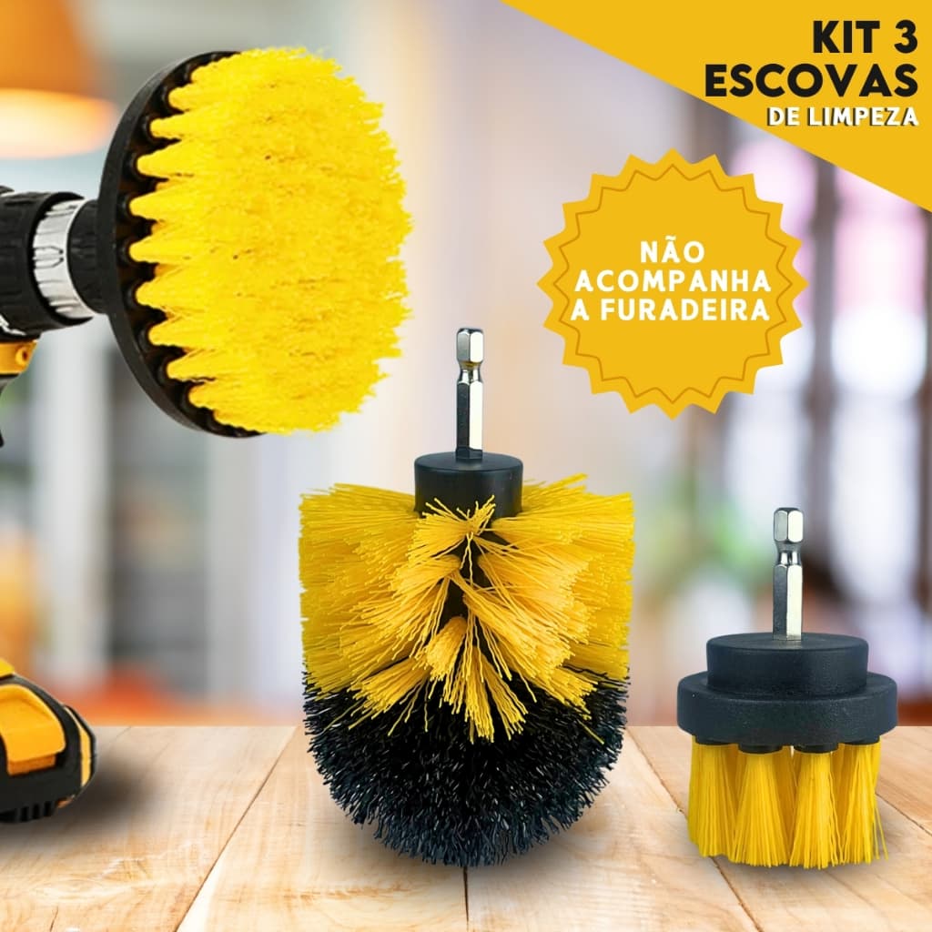 Kit 3 Escovas De Limpeza Para Parafusadeira Furadeira - NL