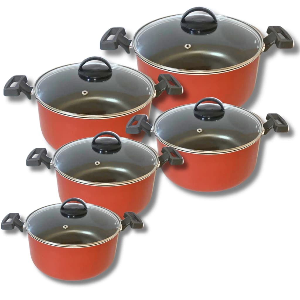 Jogo De Panelas 5 Peças Antiaderente Com Tampa De Vidro