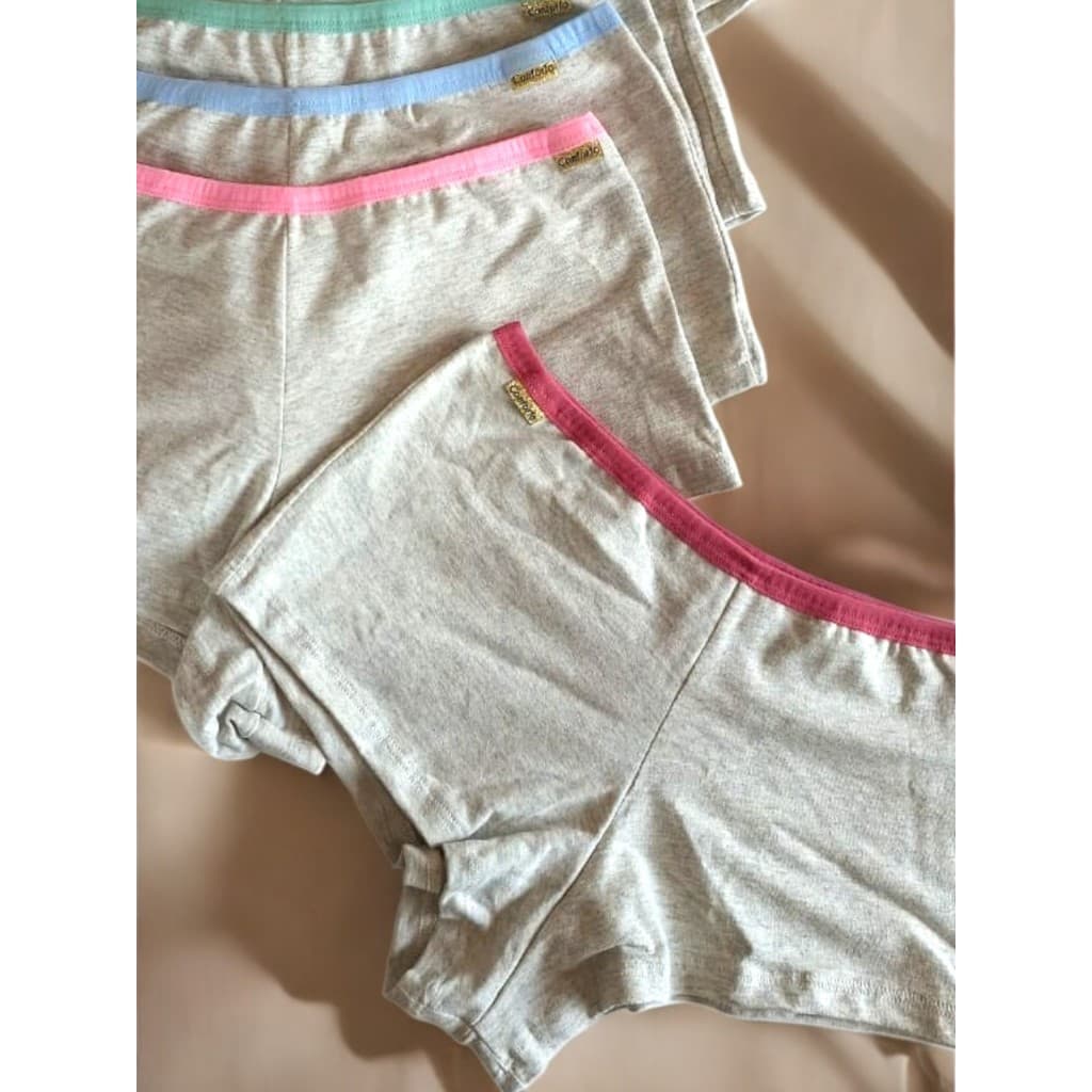 Kit Tanga Conforto Shortinho Tangão Dia a Dia Fibra de Bambu Algodão Lingerie Moda IntimaFeminina
