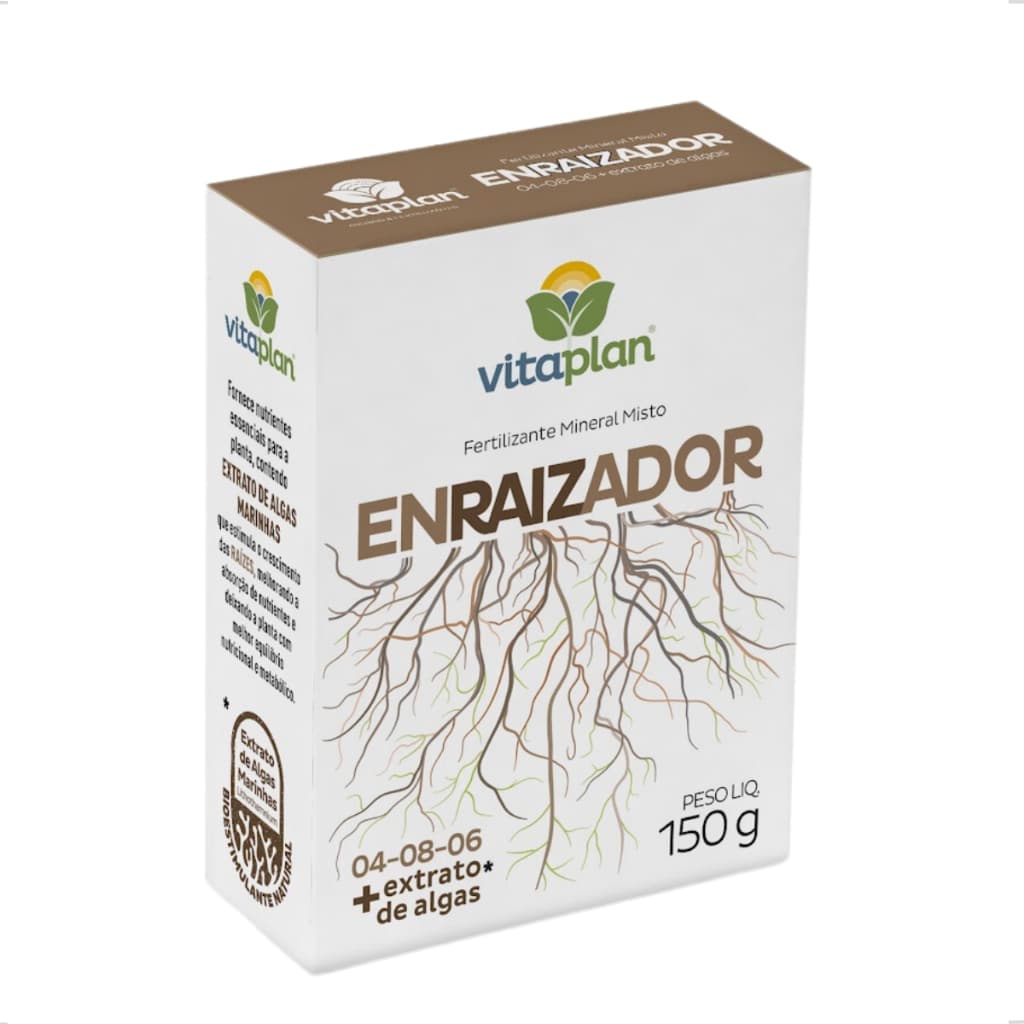 Adubo Fertilizante Enraizador Mineral Misto Caixa 150g Farelado 04-08-06 + Extrato Algas Vitaplan
