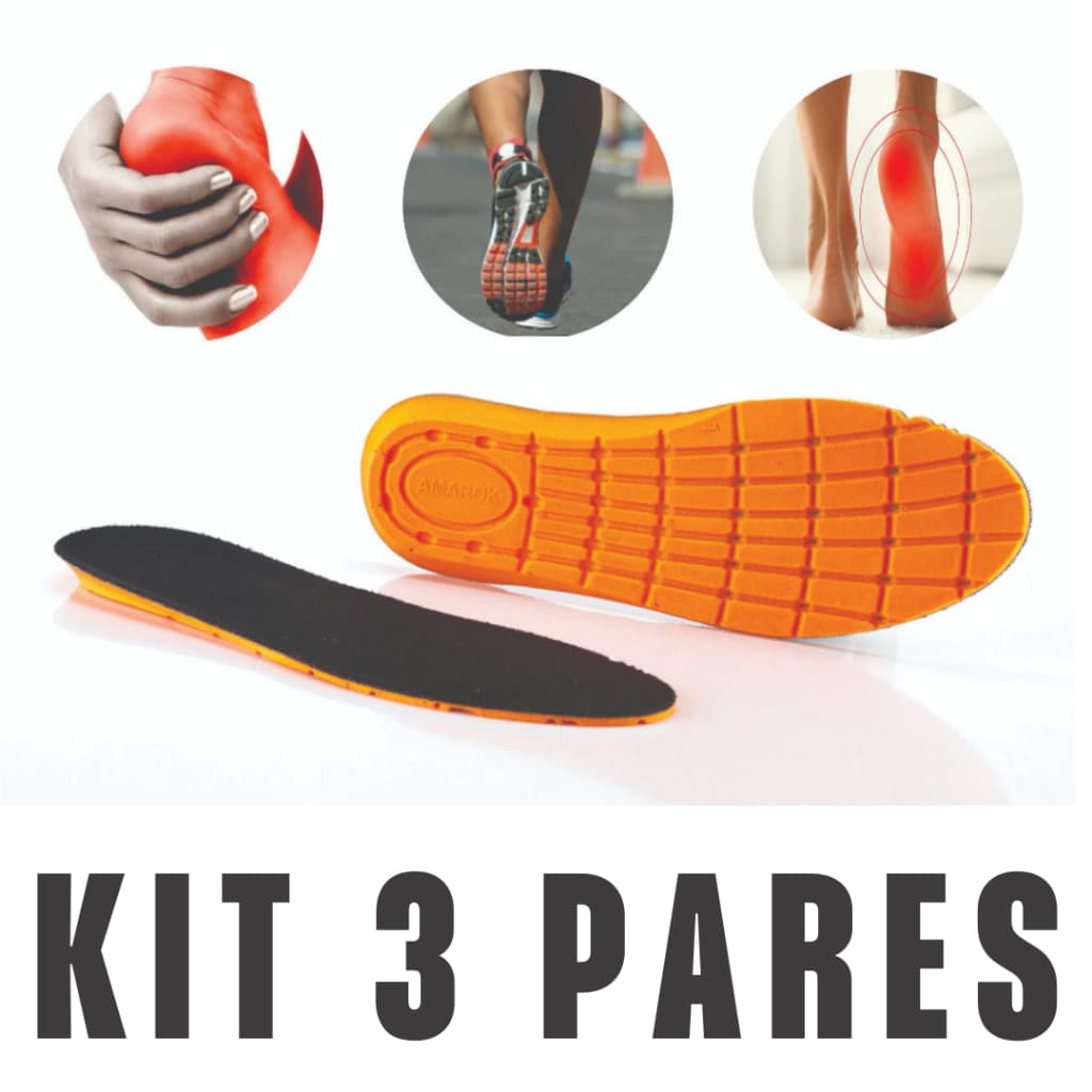 Kit Palmilha Ortopédica Amortecedora de tenis masculino de corrida sapatenis. KITS 3 2 E 1 PAR
