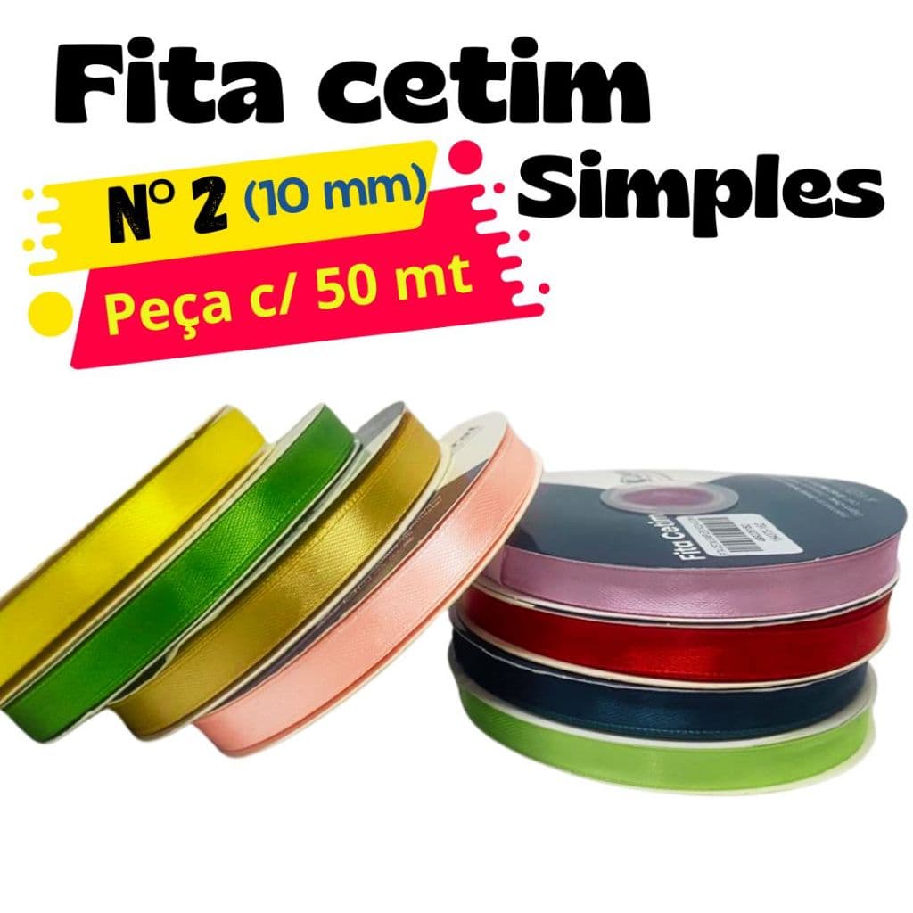ROLO Fita de Cetim SIMPLES N°2 (10mm) COM 50mts Importada