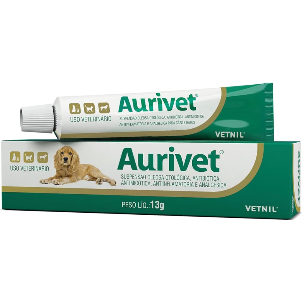 Aurivet Otológica 13g Pomada Tratamento De Otites Vetnil