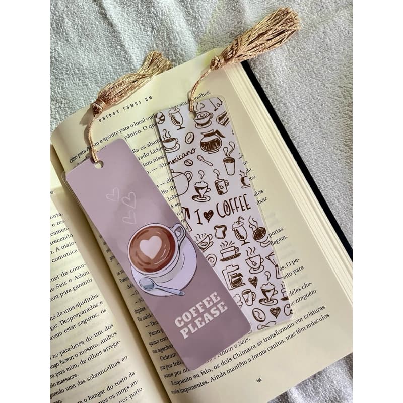 Marcador de páginas Café Coffe (com ou sem Tassel) plastificado 16 cm - Leia a descrição