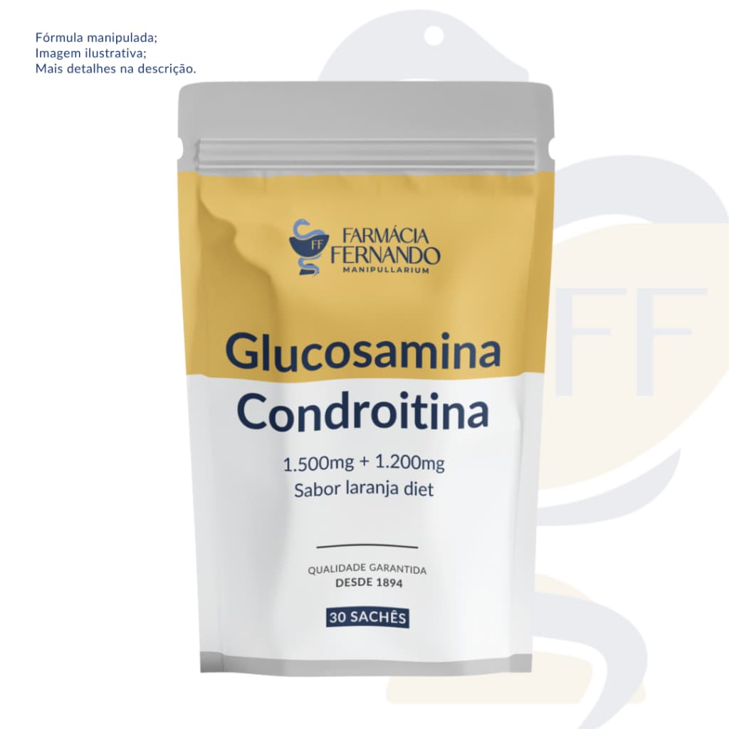 Glucosamina + Condroitina (1500mg + 1200mg) em sachês - SABOR LARANJA