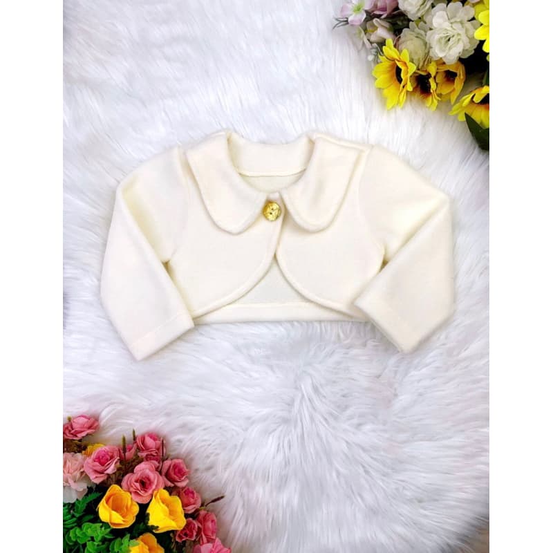 Bolero Infantil Marfim Soft Luxo Com Botão