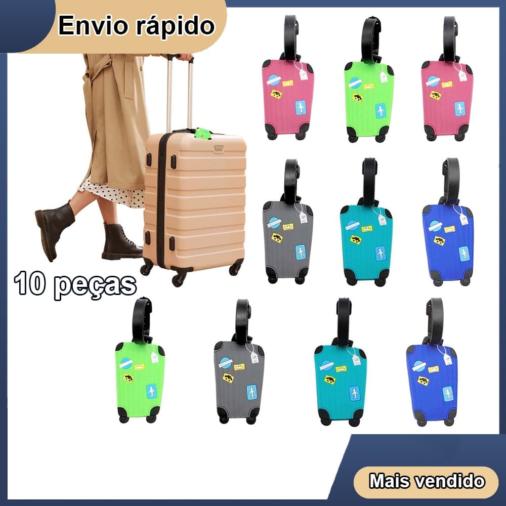 10 x etiquetas de bagagem Etiqueta de bagagem de mala de viagem Marcador de PVC
