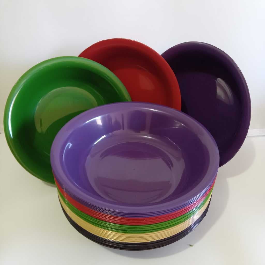 Prato Tigela Fundo Bacia 1.200ml; Kit 6,12,16 ou 20 Itens(Plástico). Escola/Festas/Infantil/Cozinha.