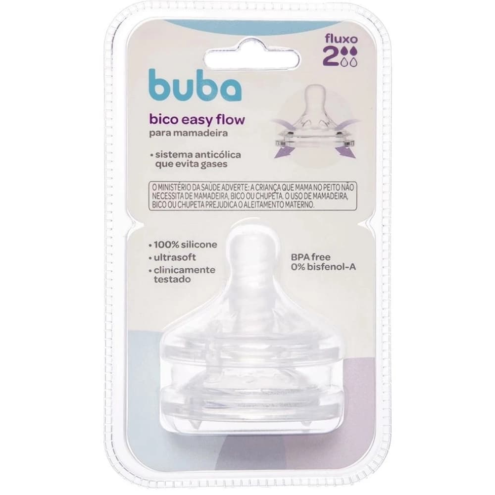 2UN BICO PARA MAMADEIRA EASY FLOW BUBA +2m