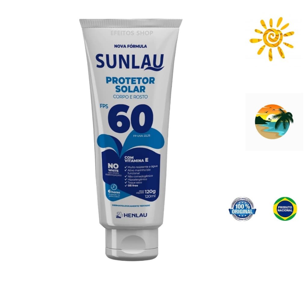 Protetor Solar Fps 60 Hipoalergenico Oil Free Sunlau  Toque Seco 120 G