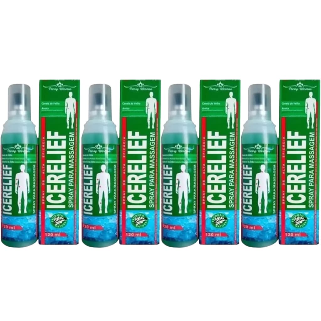 Kit 4x Icerelief Spray Massageador Arnica 120ml Pierry Wermon