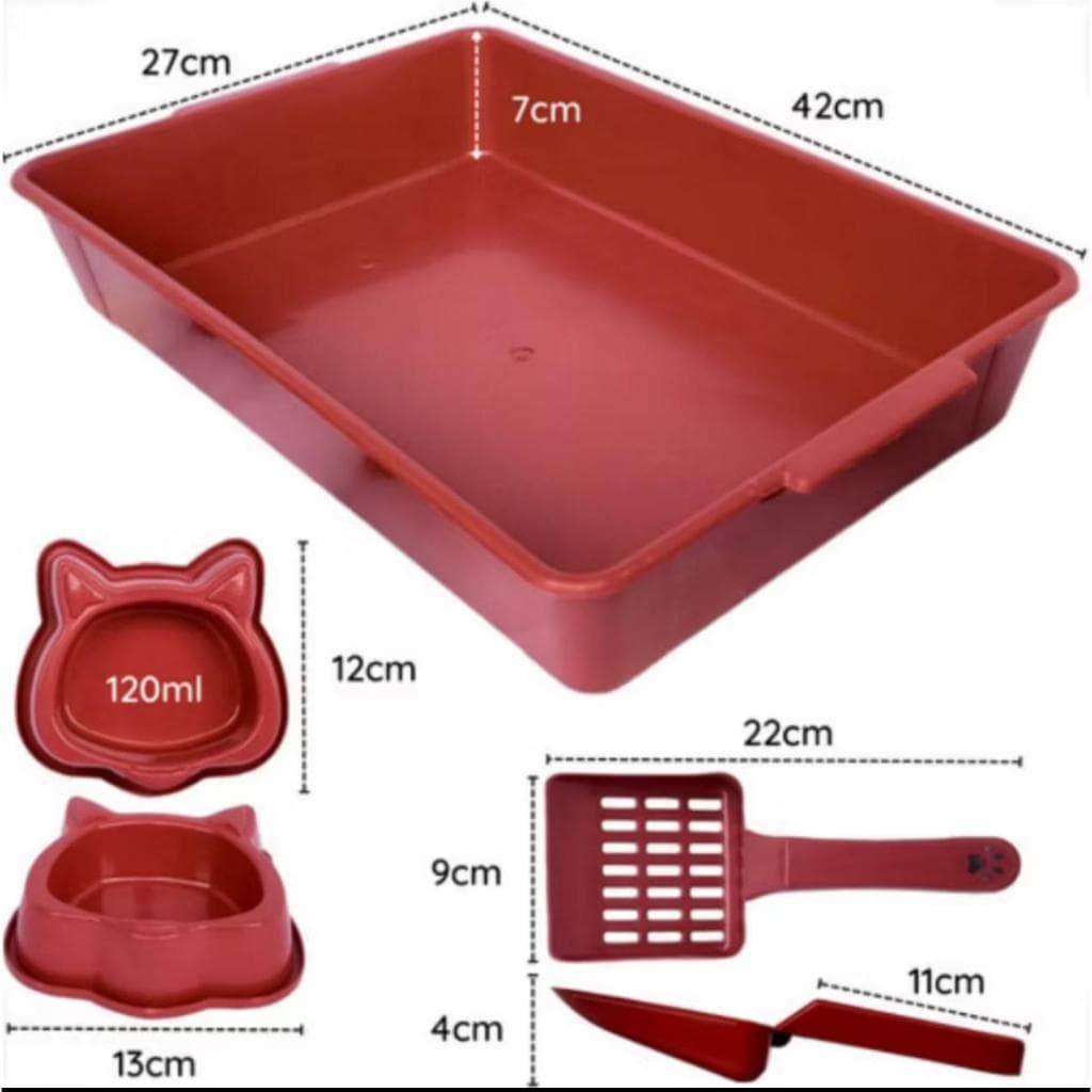 Kit Caixa de Areia para gatos + comedouro  + bebedouro + pazinha