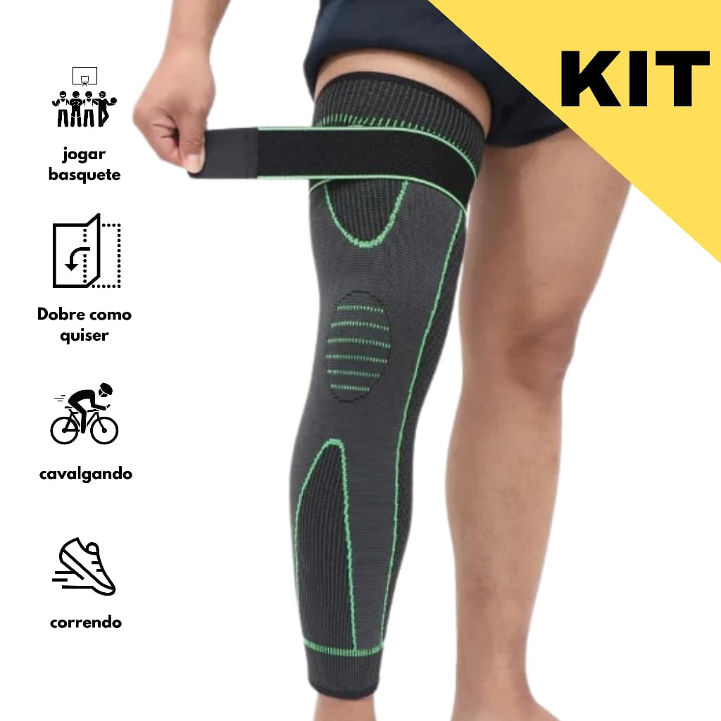 Kit Meia De Compressão Térmica Circulação Joelheira Esportiva Ortopedica Fitness