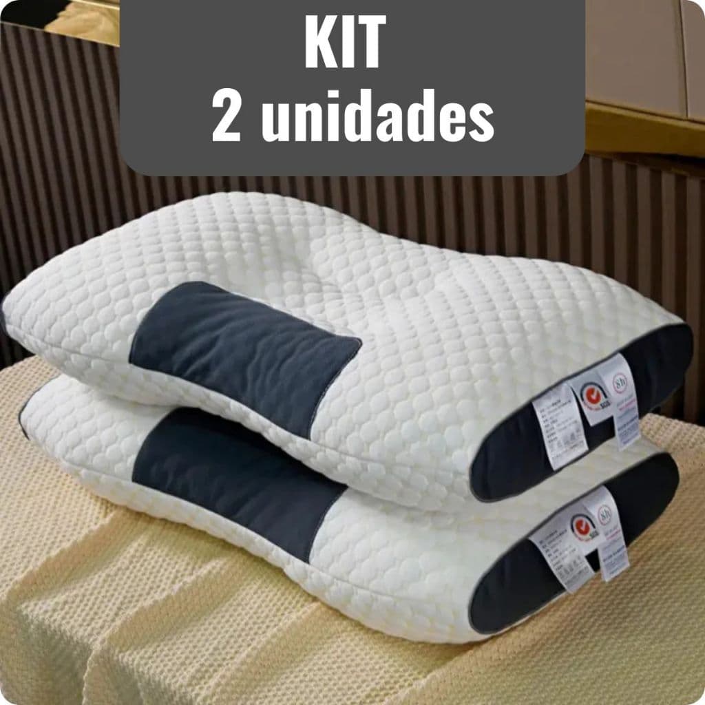 Kit 2 Travesseiro Cervical Ortopédico Ergonômico Confortavel Alivia Dores Coluna Melhora Postura