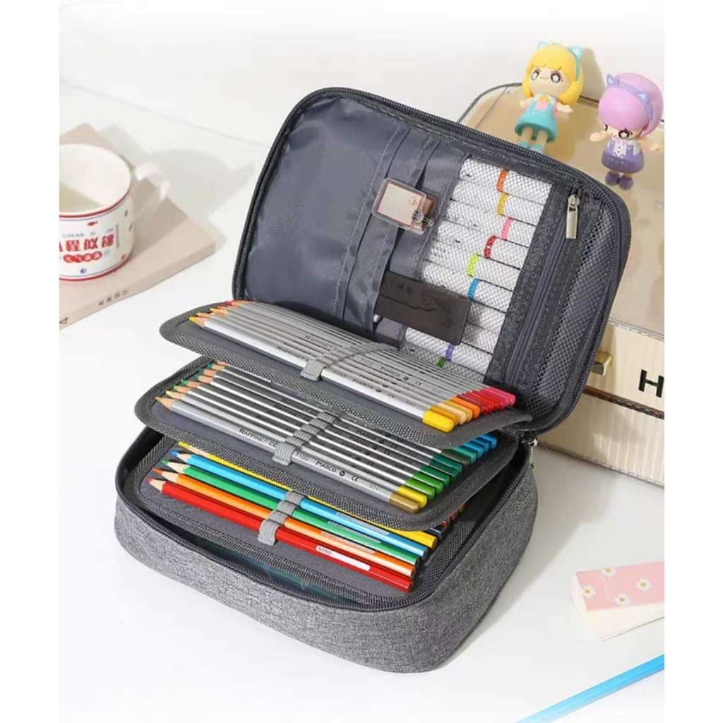 Estojo Escolar Box  grande Com Alça Feminino/Masculino Organizador Com 3 Divisórias-611