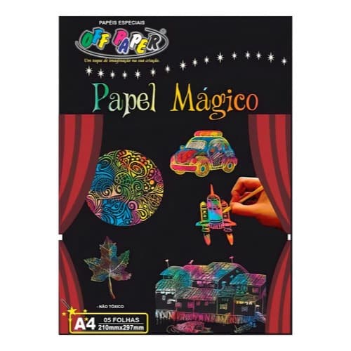 Papel Magico A4 Multicolor Para Desenhar Off Paper 5 Folhas