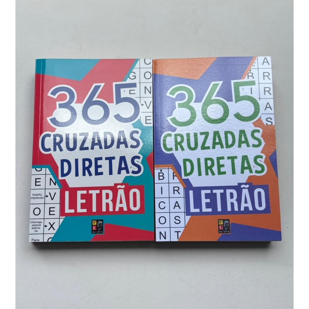 Kit 2 Livros 365 Palavras Cruzadas Diretas Cruzadinha Letrão Letra Grande Mais de 5000 Palavras Vários Jogos Passatempos
