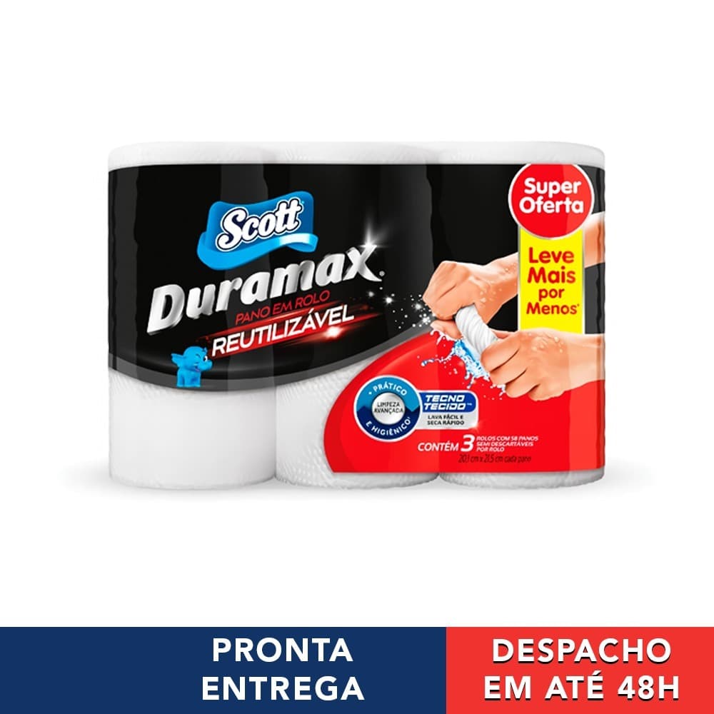 Kit com 3 Panos DURAMAX SCOTT BRANCO - Multiuso Reutilizável Toalha Lavável Picotado
