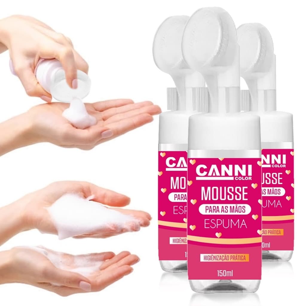 Mousse para as mãos espuma limpeza manicure canni color 150ml