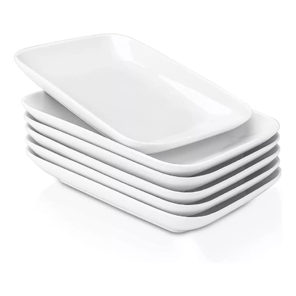 Travessa Bandeja Retangular 19X12cm Melamina Restaurante Sushi Branca