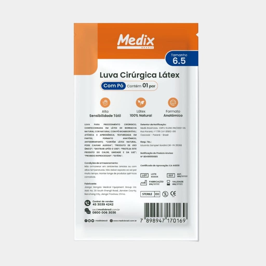 Luva Cirúrgica Medix C/pó Kit C/10 Pares