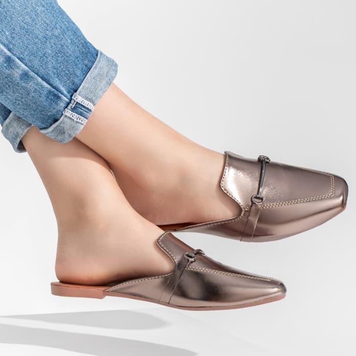 Mule Feminino Bico Quadrado Sandália Rasteira Muller Sapatilha Sapato Confortável