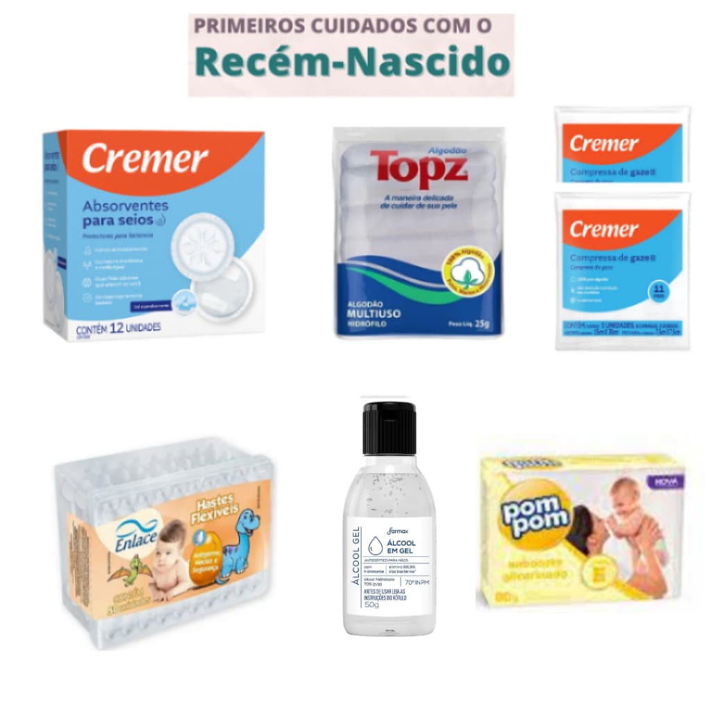 Kit Cuidados com o Recém nascido na Maternidade com 7 itens Polyfarma