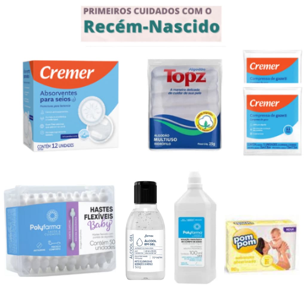 Kit Cuidados com o Recém nascido na Maternidade com 8 itens