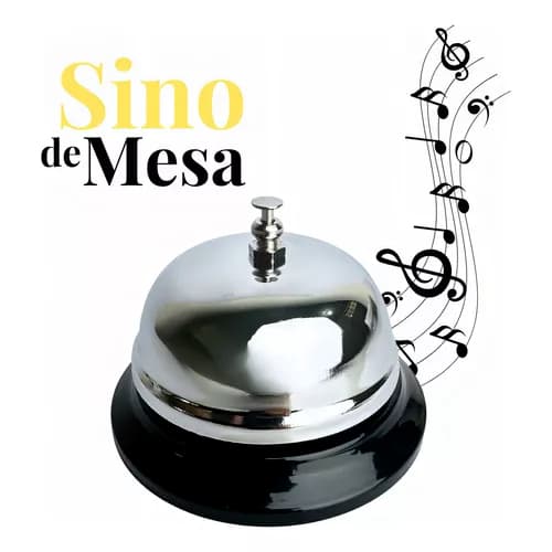 Campainha Sino De Mesa Balcão Recepção Hotel Comercio De Metal 8x6cm