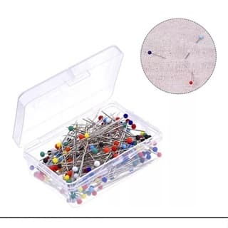 100 Alfinetes Cabeça Vidro Inox Fino - PROMOÇÃO