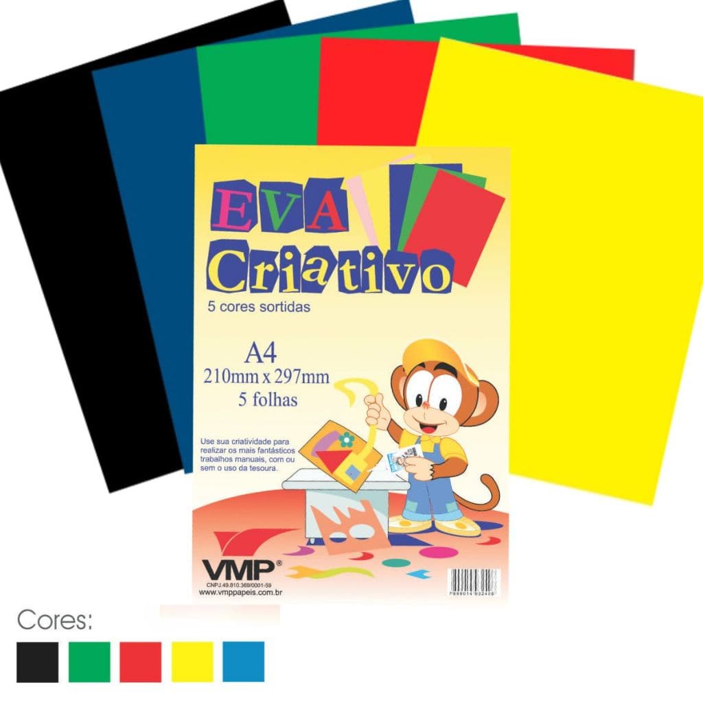 10 Folhas de E.V.A Placa de Eva A4 Folha Sulfite Eva para Artesanato Material Escolar Volta as Aulas