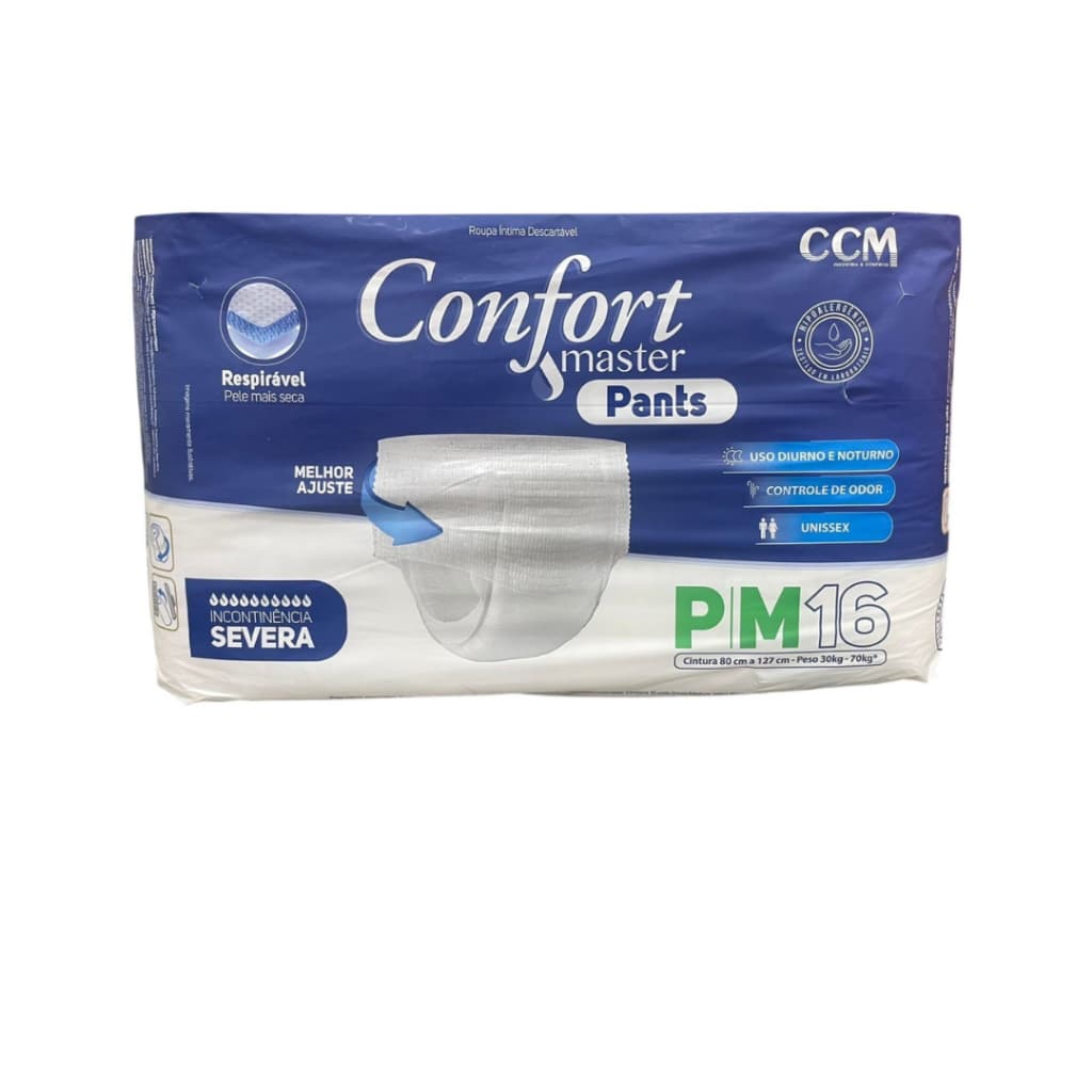 Fralda Descartavel Geriatrica Adulto Confort Master Pants Incontinência Severa P/M 16 Unidades