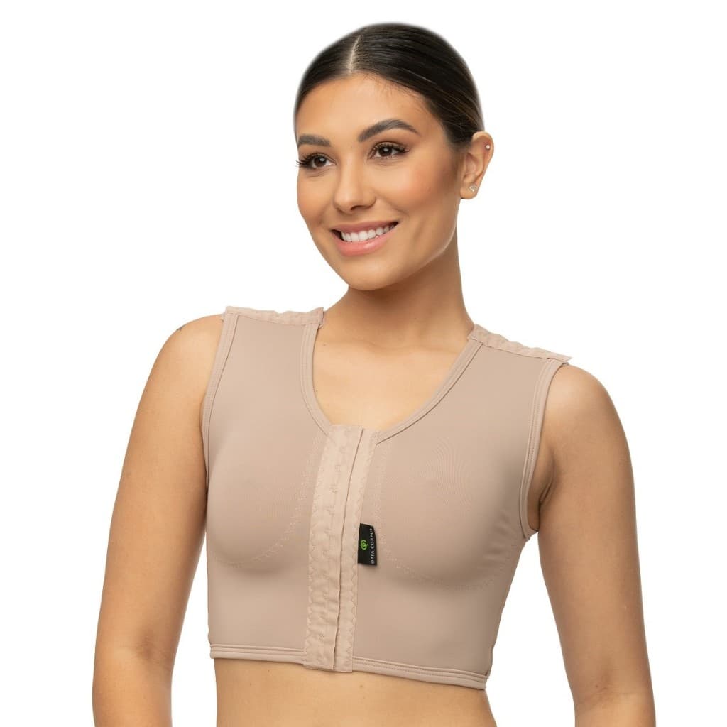 Sutiã Pós Cirúrgico Emana Mamoplastia, Mastopexia Reforçado Alta Compressão Alça Regata Reg. Anvisa