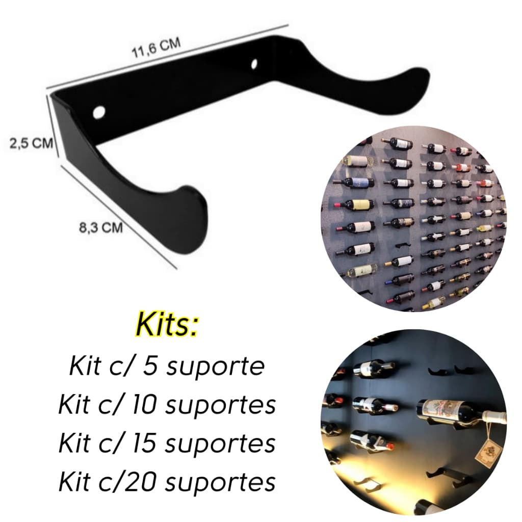 5/10/15/20 Unidades De Suporte P/ 1 Garrafas De Vinho-adega Vertical PRETO