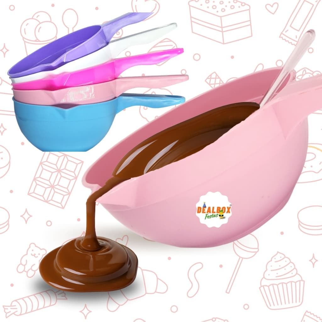 Kit 1 a 5 Panelinhas Multiuso Confeitaria 850ml Derretedeira de Chocolate