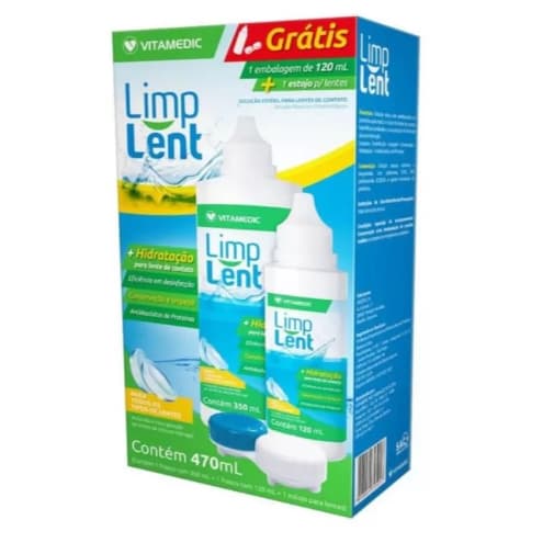 Solução Para Lentes Limp Lent 350mL + Grátis, 120mL + Estojo