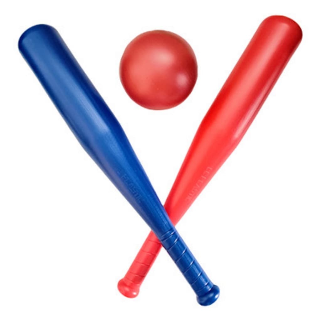 Kit 2 Tacos de Basebol com Bola - Brinquedo Infantil em Plástico p/ Crianças Recreação Brinquedoteca