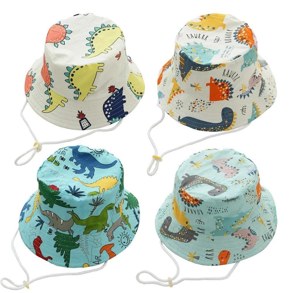 Chapéu Bucket Bebê Infantil Dinossauro Chapéu Praia Unicórnio Com Cordinha E Regulagem Bucket Piscina Bucket Personagens